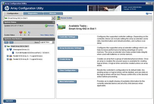 HP Array Configuration Utility